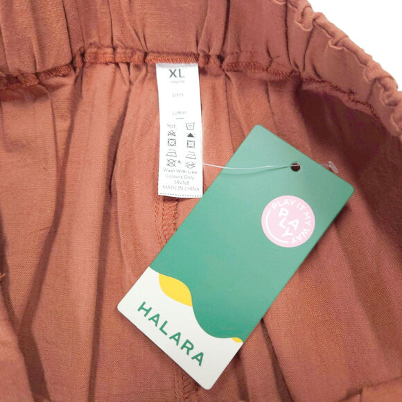 Halara High Waisted Palazzo Wide Leg Linen Feel Flowy Pants Side Pockets Rust XL - Picture 5 of 7